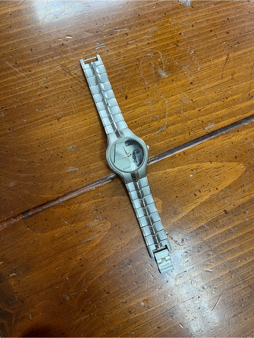 Vtg 2002 Elvis Presley Alfred Wertheimer Silver Tone Quartz Watch EUC